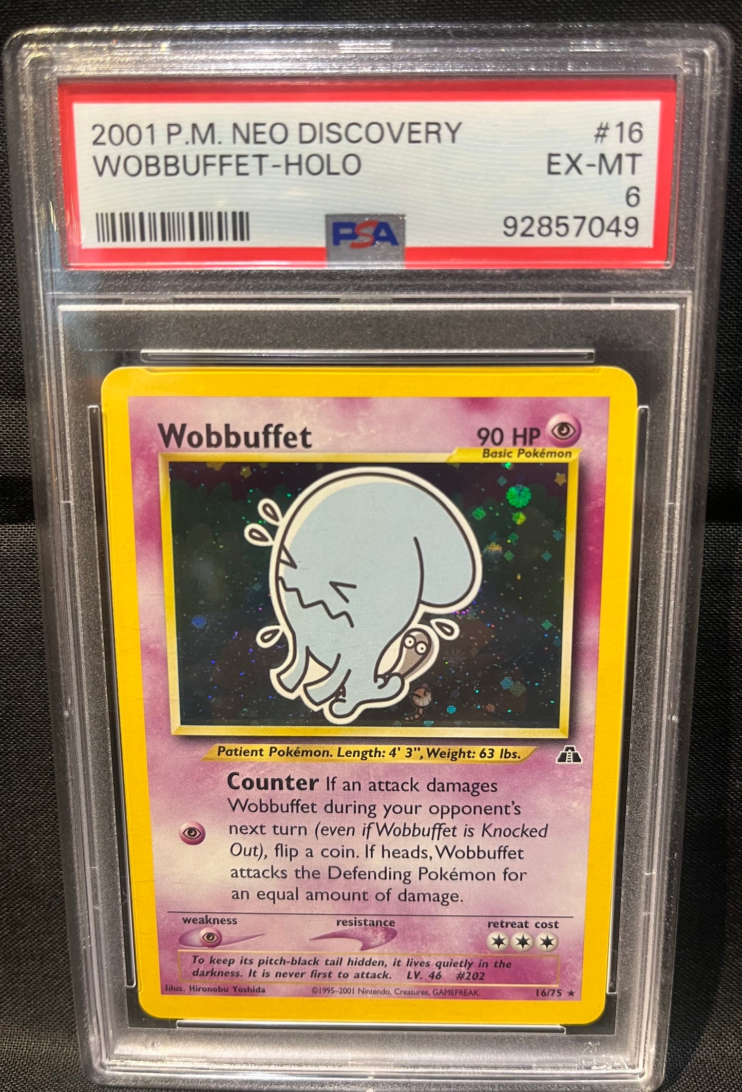 2001 P.M. Neo Discovery Wobbuffet-Holo #16 PSA 6