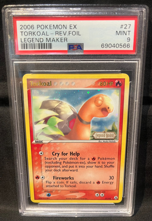 2006 Pokemon EX Torkoal-Rev.Foil Legeng Maker #27 PSA 9