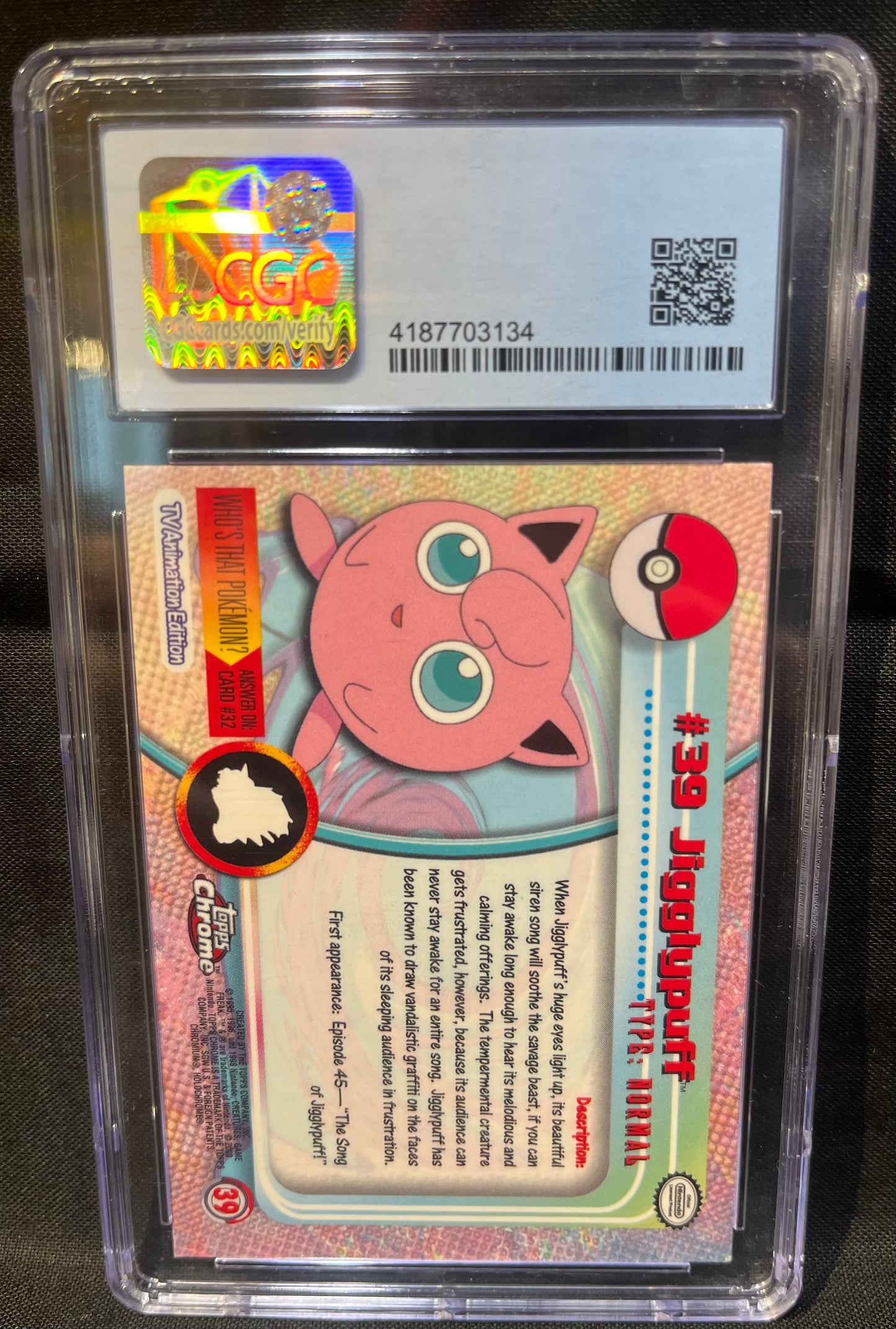 Jigglypuff Pokemon Topps 2000 CGC Mint 9
