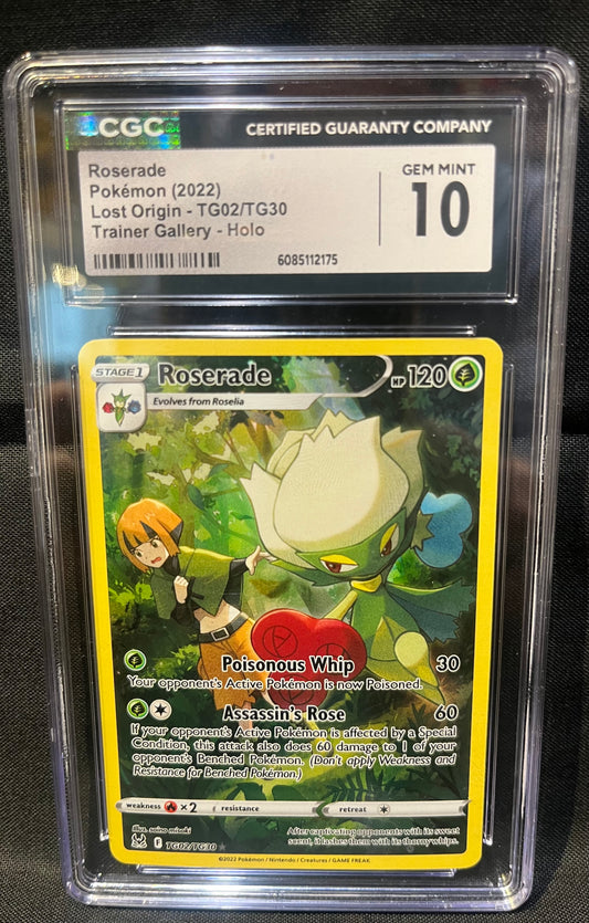 Roserade 2022 Lost Origin Trainer Gallery Holo CGC Gem Mint 10